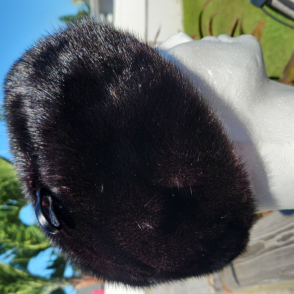 Mink Black Fur Beret